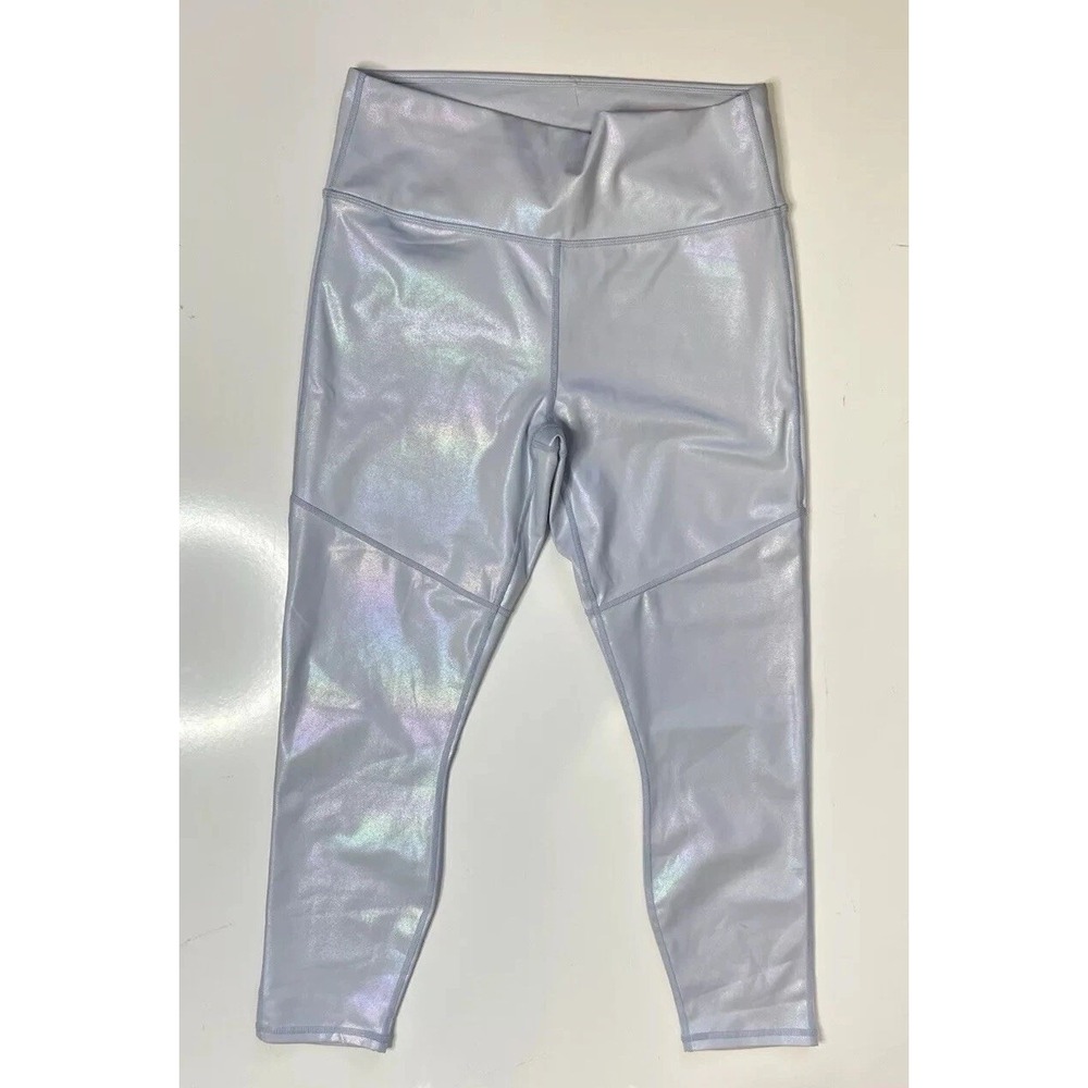 Fabletics Leggings Silver Iridescent Shimmer Luxe High Waisted‎ / Women's XL